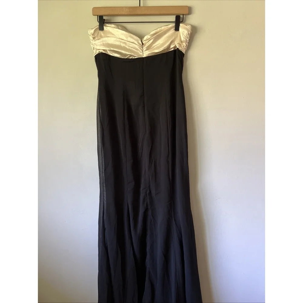 Runaway the Label Cecilia Strapless Maxi Dress Size Medium Black Champagne